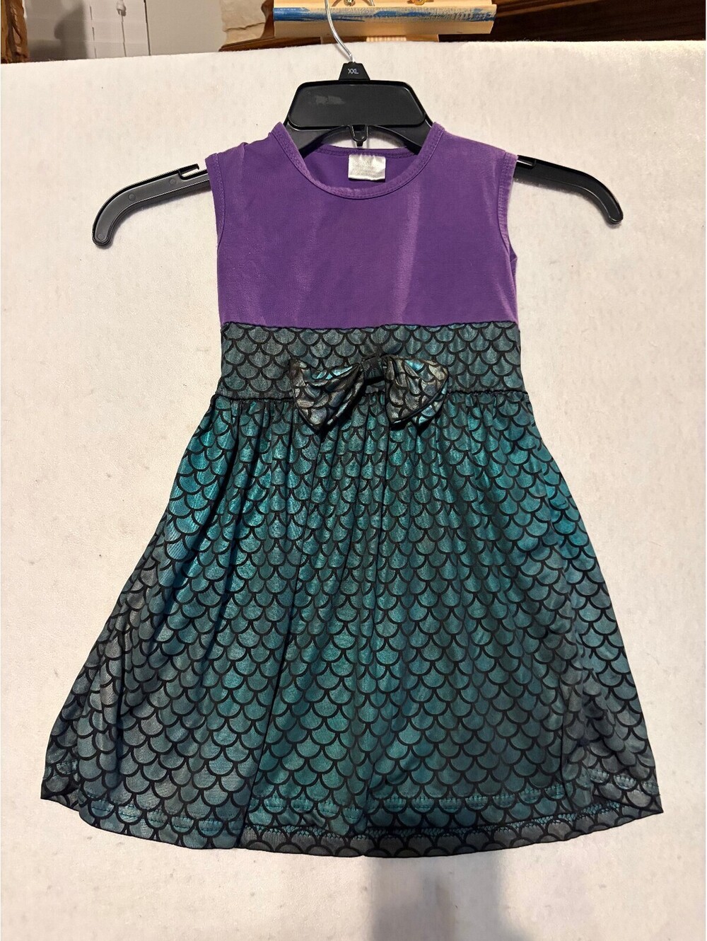 Medium Girls Purple and Teal Mermaid Scale Dress